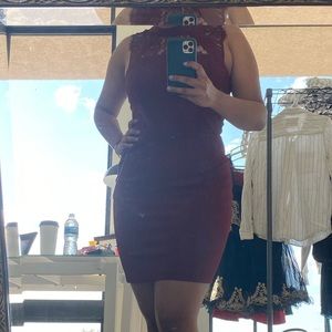 Express maroon lace bodycon dress